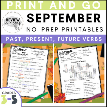 Preview of 3rd, 4th, & 5th Grade September Activities for Back to School No Prep Printables