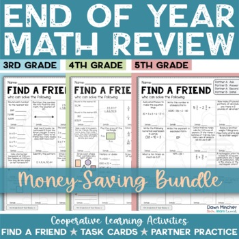 Preview of 3rd 4th 5th Grades Math Review End of the Year Activities Cooperative Learning