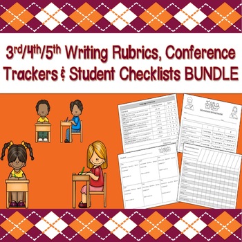 Preview of 3rd/4th/5th Writing Rubrics, Trackers & Student Checklists BUNDLE (CCSS Aligned)