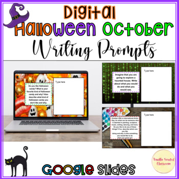 Preview of 3rd 4th 5th grade writing prompts Google Slides Halloween October journal