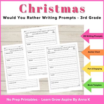 Christmas Writing Prompts 3rd Grade, December Would You Rather Writing ...
