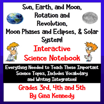 Preview of Solar System & Moon Phases Interactive Notebook, Lessons, Writing, & More