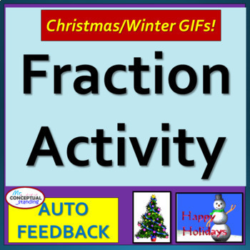Preview of 3rd - 4th Grade Math Christmas Winter Holiday Fractions Activity - Digital 