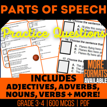 Preview of Parts of Speech Worksheets Incl Nouns Verbs Adjectives Pronouns 3rd 4th Grade