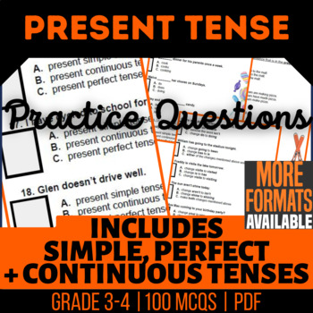 Preview of Present Tense Worksheets | Simple Progressive Perfect | 3rd-4th Grade Grammar