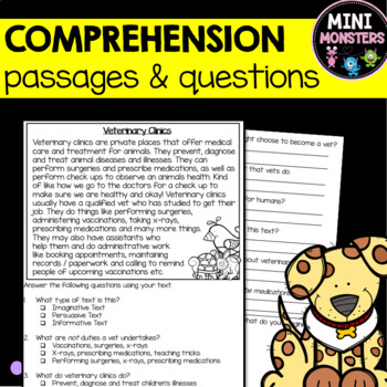 Preview of 3rd & 4th Grade Reading Comprehension Passages and Questions, Set 4