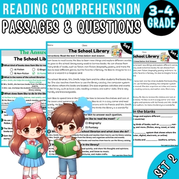 Preview of 3rd-4th Grade Reading Comprehension Passages & Questions Set 2 | Reading Fluency