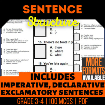 Preview of Sentence Structure Worksheets | Declarative Interrogative Imperative Fragments