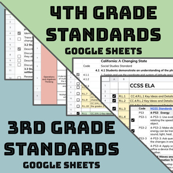 Preview of 3rd & 4th Grade Standards - Online Checklist!