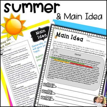 Preview of 3rd 4th Grade Main Idea and Supporting Details Passages Central Idea Worksheets