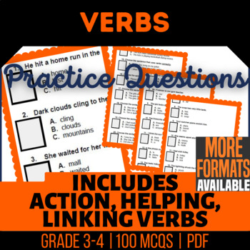 Preview of Verbs Worksheets | Action Helping Linking | Grammar Practice for 3rd-4th Grade