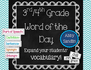 Preview of 3rd / 4th Grade Word of the Day Bulletin Board Set with 140 Vocabulary Cards