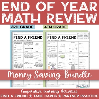 Preview of 3rd & 4th Grades Math Review End of the Year Activities Cooperative Learning