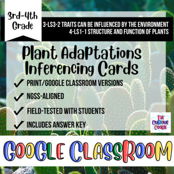 Preview of 3rd 4th NGSS Plant Adaptations Inferencing Task Cards Activity GOOGLE CLASSROOM