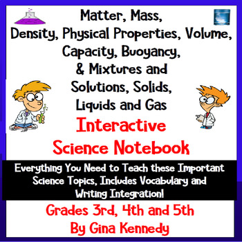 Preview of Mass, Matter, Mixtures & Solutions Interactive Notebook, Lessons, Writing & More