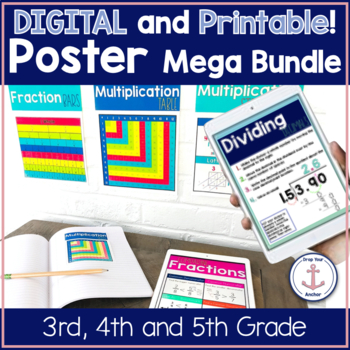 Preview of 3rd 4th and 5th Digital and Printable Anchor Chart Posters Mega Bundle