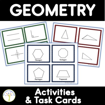 Preview of Elementary Geometry Review: Task Card Vocabulary, Activity & Game