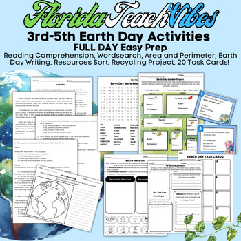 Preview of 3rd, 4th, 5th Grade FULL DAY Earth Day Activities | EASY PREP | Homeschool