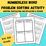 3rd- 5th Grade Math- Numberless Word Problem Sorting Activity- Four Operations