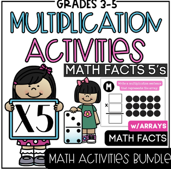 Preview of Multiplication Task Cards + Coloring Activities {Multiply 5’s}