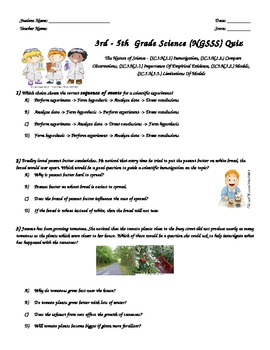 Preview of 3rd - 5th  Grade Science (NGSSS) Quiz- Scientific Method-Nature of Science