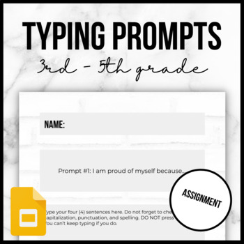 Preview of 3rd - 5th Grade Typing Prompts - Simple Monochrome