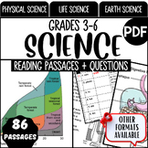 3rd-6th Grade Science Reading Comprehension Passages and Questions Bundle