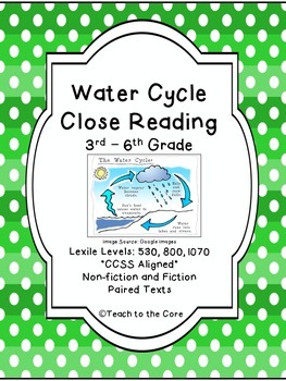 Preview of Water Cycle Close Reading - 3rd-6th Grade - **CCSS Aligned