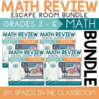 3rd - 6th Grade Winter Digital Escape Room Math Review DISTANCE LEARNING
