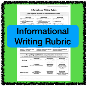 Preview of 3rd EL Education: Informational Writing Rubric