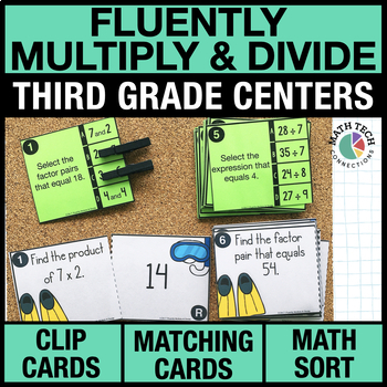 Preview of 3rd Grade Fluently Multiply and Divide Math Centers -  3rd Grade Math Task Cards