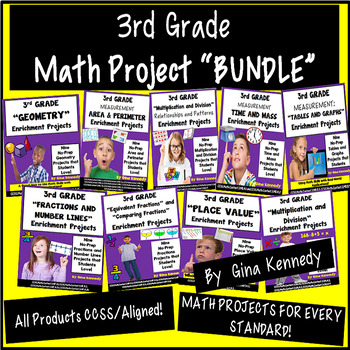 Preview of 3rd Grade Math Projects, Enrichment For the Entire Year, PDF or Digital!