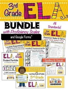 Preview of 3rd Gd ELA Leveled Reading Comprehension Assessment BUNDLE -Proficiency Scales