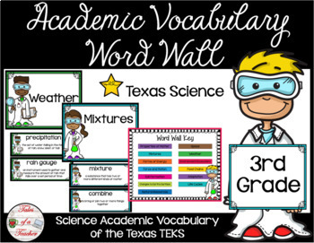 Preview of 3rd Gr Texas TEKS Science Vocabulary Word Wall