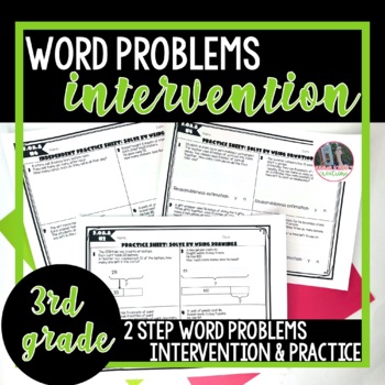 Preview of 3rd Grade 2-Step Math Word Problems Intervention and Practice Worksheets