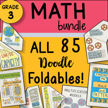 Preview of 3rd Grade Math Interactive Notebook Doodle Foldables - ALL the Foldables Bundle