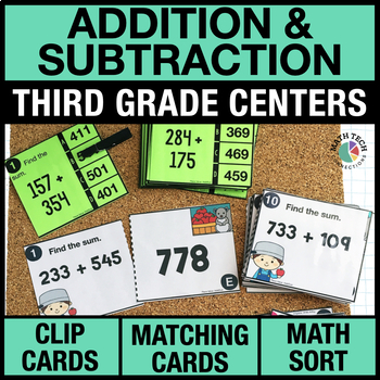 Preview of 3rd Grade Addition & Subtraction Math Centers - Math Games