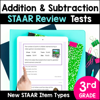 Preview of 3rd Grade Addition Subtraction TEKS Assessments -Digital Google Forms and Print