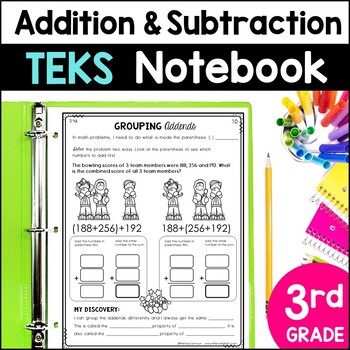 Preview of 3rd Grade Addition Subtraction TEKS Notebook