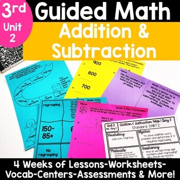 Preview of 3rd Grade 3 Digit Addition Subtraction With & Without Regrouping Worksheets