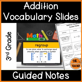 Preview of 3rd Grade Addition Vocabulary Slides and Guided Notes