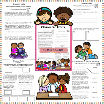 Preview of Analyzing Character traits - Reading Comprehension Passages worksheet