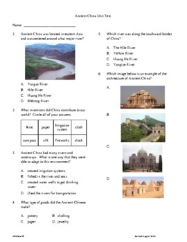 3rd grade ancient china unit test by kimberly wheat tpt