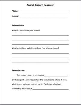 3rd Grade Animal Report Research Template by Jaekob Sader | TpT