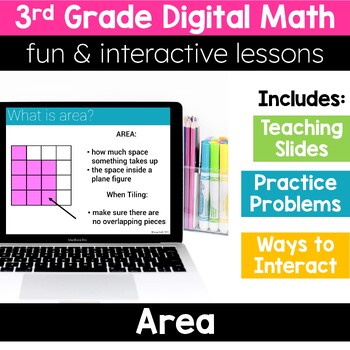 Preview of 3rd Grade Area 3.MD.5 3.MD.6 3.MD.7 Digital Math Activities Digital Resources