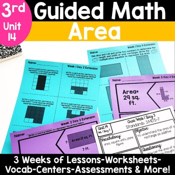 Preview of 3rd Grade Area Worksheets Activities Lessons 3.MD.5 3.MD.6 3.MD.7