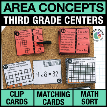 Preview of 3rd Grade Area Concepts Math Centers 3rd Grade Math Games | Task Cards