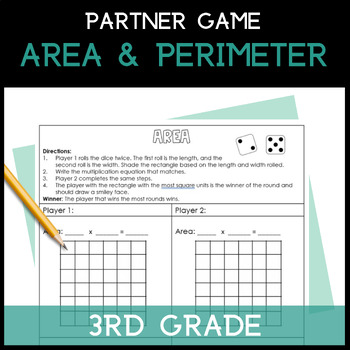 Preview of 3rd Grade Area and Perimeter Activity | Partner Dice Game