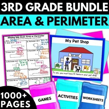 Preview of 3rd Grade Area and Perimeter Bundle | Area and Perimeter Worksheets