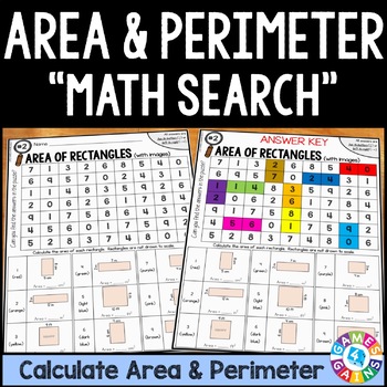 Preview of Find Area & Perimeter of Rectangles Worksheets Activity Missing Side 3rd Grade